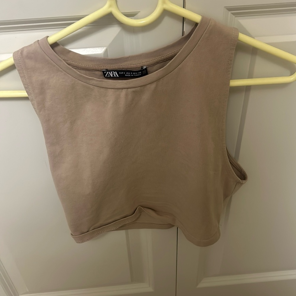 ZARA Tan high neck tank